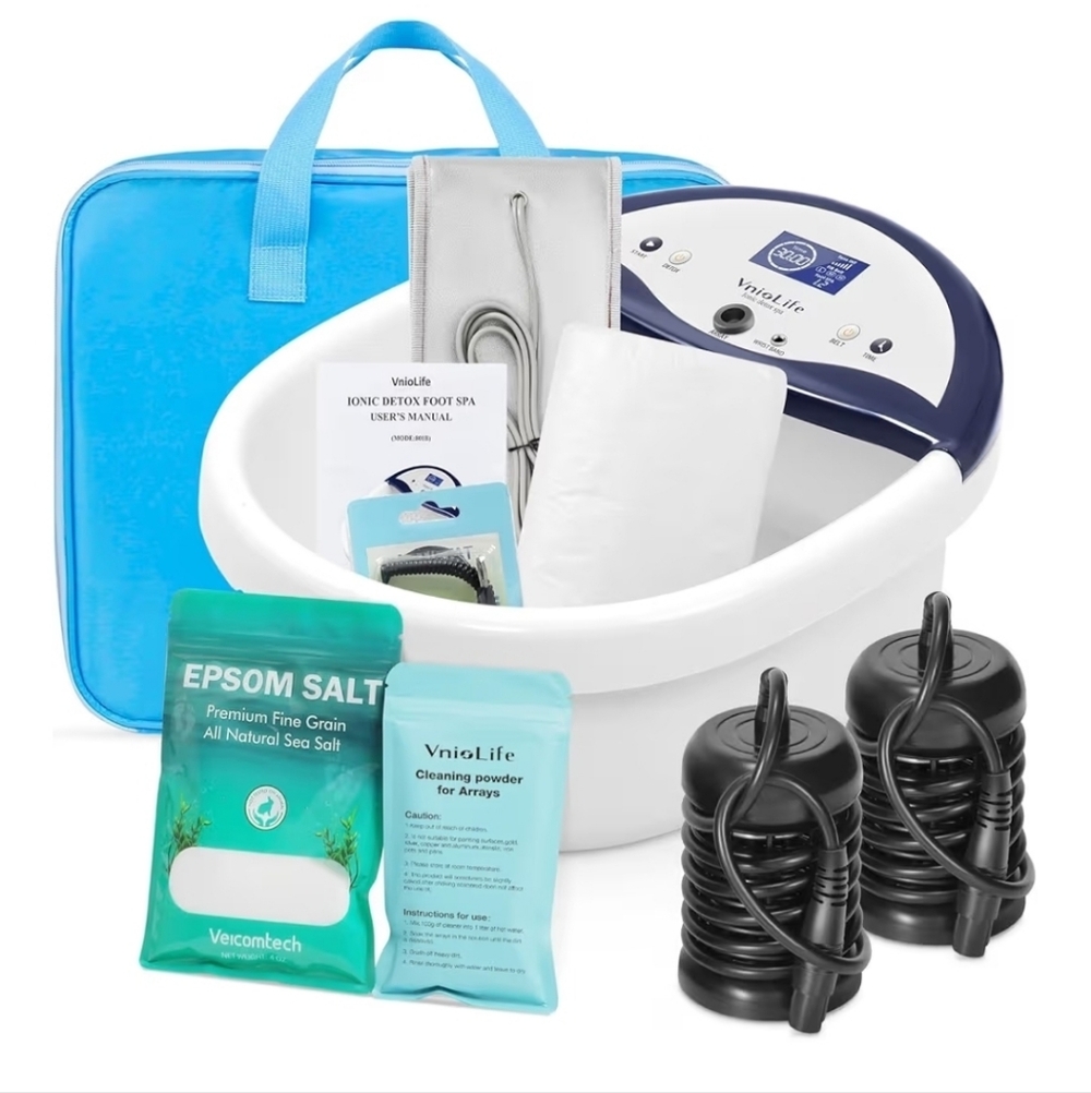 Ionic Foot Detox Bath Machine Spa Kit w/ LCD Display, Heating Belt, 2 Arrays